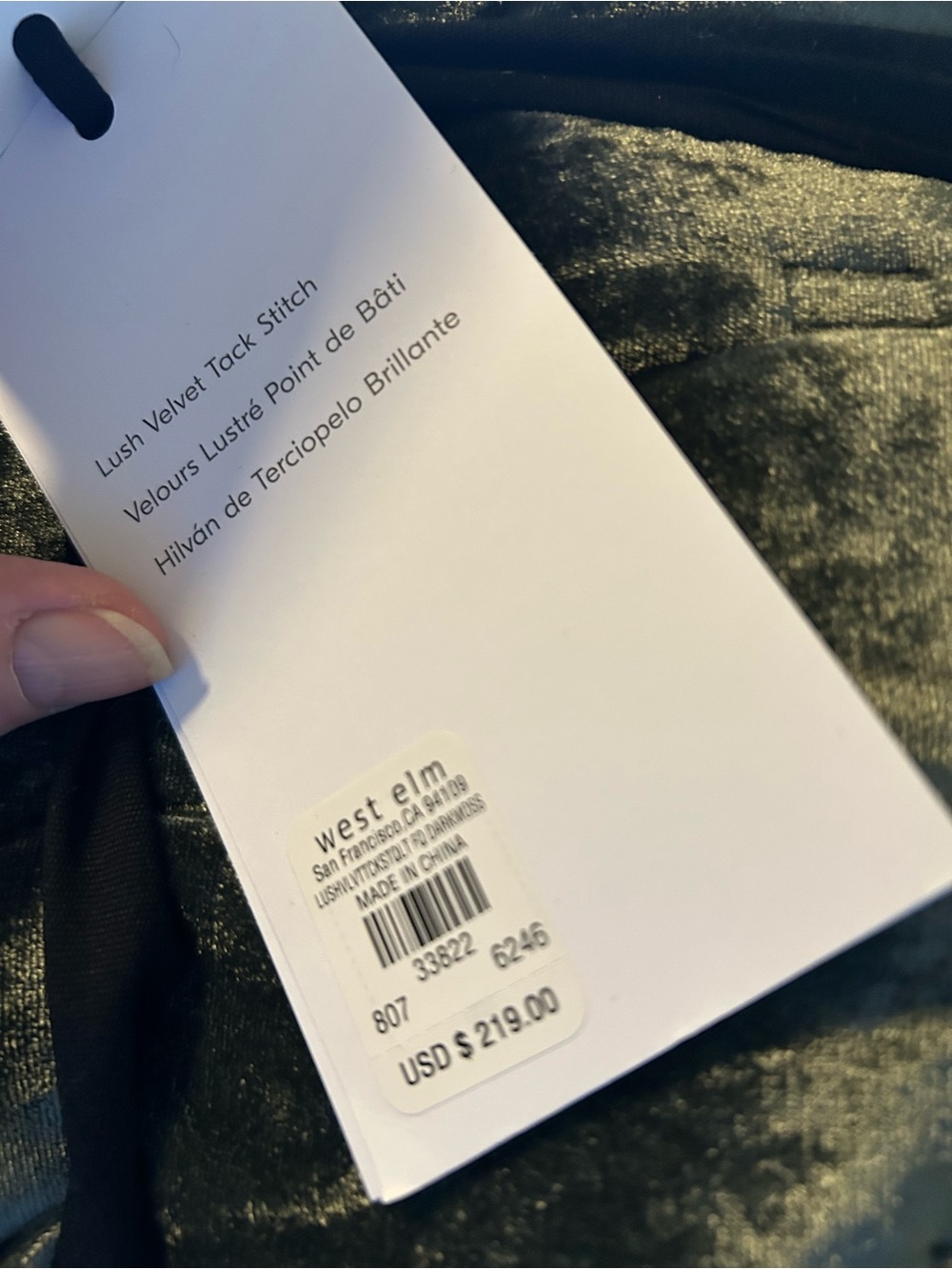 West Elm velvet/ velour quilt
New with tags! Gorgeous deep olive green. - Picture 3 of 3